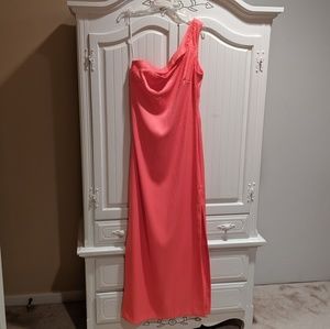 One Shoulder Long Dress with glitter and slit